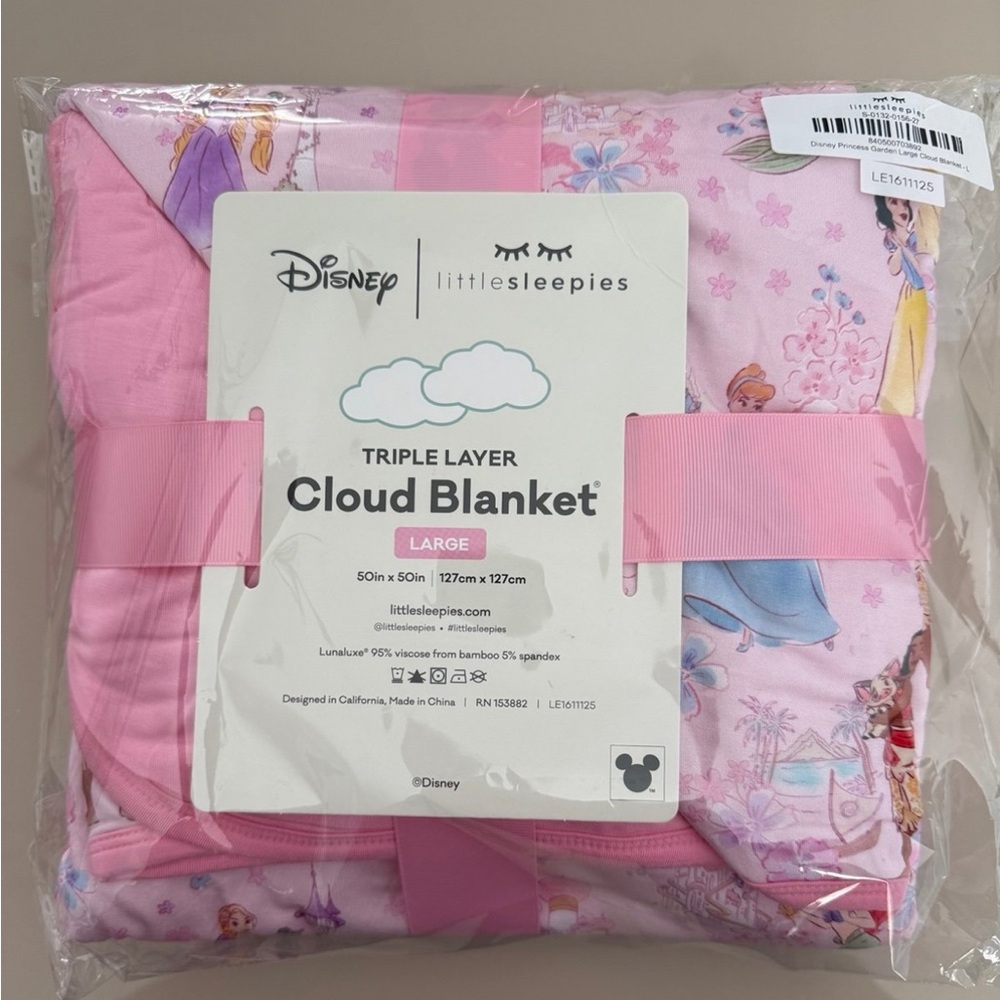 Disney Little Sleepies Triple Layer Cloud Blanket - Pink Princess Garden Print